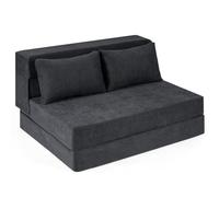 COSTWAY 3 en 1 Canapé Convertible 2 Place, Canapé-Lit Pliant avec 2 Coussins, Chauffeuse, Chaise de Sol, Matelas Futon Pliable, pour Salon, Bureau, Appartement, Invités (Gris)