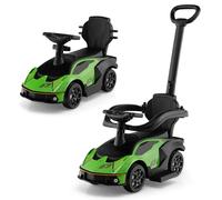 COSTWAY 3 en 1 Lamborghini Porteur Enfant avec Poignée Détachable, Voiture à Pousser Bébé avec Volant & Klaxon, Espace Caché & Repose-Pieds, Charge 25kg pour Enfants de 18-36 Mois (Vert)