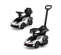 COSTWAY 3 en 1 Lamborghini Porteur Enfant avec Poignée Détachable, Voiture à Pousser Bébé avec Volant & Klaxon, Espace Caché & Repose-Pieds, Charge 25kg pour Enfants de 18-36 Mois