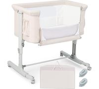 COSTWAY 3 en 1 Lit d'appoint & berceau & lit de voyage, Lit de bébé réglable en hauteur sur 5 positions, inclinaison 10°, Lit d'enfant avec matelas, sac de transport, Poussette de lit pour bébés jusqu