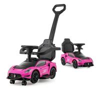 COSTWAY 3 en 1 Maserati Porteur Enfant avec Musique & Klaxon, Voiture à Pousser Enfant avec Poignée & Garde-Corps Amovibles, Espace Caché & 4 Pneus, Charge 25kg pour 18-60 Mois (Rose)