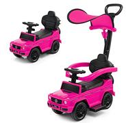 COSTWAY 3 en 1 Mercedes-Benz Porteur Enfant avec Poignée Détachable & Auvent Amovible, Voiture à Pousser Bébé avec Volant & Klaxon, Espace Caché & Repose-Pieds, Charge 25kg pour 1-3 Ans (Rose)