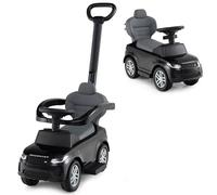 COSTWAY 3 en 1 Porteur Enfant avec Volant & Klaxon & Son de Démarrage, Voiture à Pousser Enfant avec Coffre sous Siège, Poignée & Barrière de Sécurité Amovible, Charge 25kg pour 18-36 Mois (Noir)