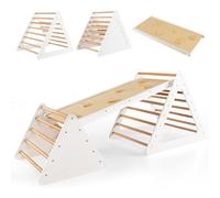 COSTWAY 3 en 1 Triangle d'escalade Montessori Enfant avec Rampe, 2 Échelle d'escalade Montessori en Bois pour Grimper, Charge Max 60KG, Utilisation Intérieur pour Enfants de 3 Ans+