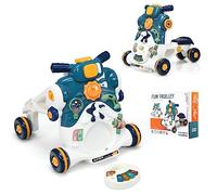 COSTWAY 3 en 1 Trotteur Bébé Évolutif avec Lumière et Musique, Voiture à Enfourcher Polyvalente avec 4 Roues Antidérapantes, Développement de l'Intelligence, Panneau de Jeux Détachable, 6-36 Mois
