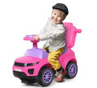 COSTWAY 3 en 1 Voiture à Pousser Enfants de 1-3 Ans avec Poignée Amovible, Voiture Porteur Bébé avec Lumières et Musique, Espace de Stockage Caché, Dispositif Anti-basculement, Charge 25kg (Rose)