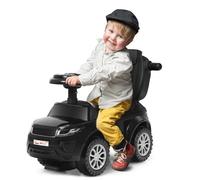 COSTWAY 3 en 1 Voiture à Pousser Enfants de 1-3 Ans avec Poignée Amovible, Voiture Porteur Bébé avec Lumières et Musique, Espace de Stockage Caché, Dispositif Anti-basculement, Charge 25kg (Noir)