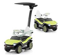 COSTWAY 3 en 1 Volkswagen Voiture à Pousser Enfants 1-3 Ans avec Poignée Réglable, Voiture Porteur Bébé avec Auvent et Garde-Corps de Sécurité, Musique & Klaxon, Charge 20kg (Vert)