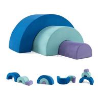 Costway 3 Pcs Parcours Motricité Bébéavec Housse En Faux Suède, Jouets Éducatifs Montessori Pour Ramper Grimper, 18 Mois+ Bleu