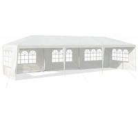 Costway 3 x 9 M Tente Pavillon de jardin Tente de jardin avec 5 panneaux latéraux amovibles blanc