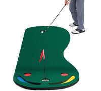COSTWAY 300 x 96cm Tapis de golf putting, tapis de golf pour l'intérieur & l'extérieur, tapis d'entraînement de golf pliable avec 3 putting cups & 1 drapeau