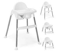COSTWAY 4 en 1 Chaise Haute Bébé Convertible avec Plateau Double Amovible, Chaise d'Alimentation avec Harnais de Sécurité à 3 Points et Repose-Pieds, Charge 15kg pour Bébé de 6-36 Mois (Blanc)