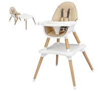 COSTWAY 4 en 1 Chaise Haute Bébé Convertible Plateau Réglable en 4 Etapes-Peut être Démonté en une Table et une Chaise avec Coussin Amovible,Repose-Pieds pour Bébé 6 Mois-3Ans Charge 15KG (Kaki)