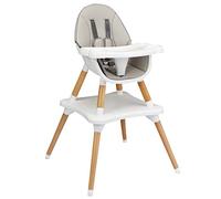 COSTWAY 4 en 1 Chaise Haute Bébé Convertible Plateau Réglable en 4 Etapes-Peut être Démonté en une Table et une Chaise avec Coussin Amovible,Repose-Pieds pour Bébé 6 Mois-3Ans Charge 15KG (Gris)