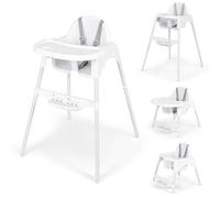 COSTWAY 4 en 1 Chaise Haute Bébé Evolutive, 6-36 Mois, Charge 15 kg, Chaise Bebe Convertible, Plateau et Repose-pieds Réglable Amovible, Harnais à 5 Points, Fauteuil Bebe, Barrière Antichute (Blanc)