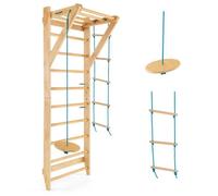 Costway4 en 1 Espalier en Bois avec 8 Barres pour Exercicer à Domicile 80 X 60 X 220 CM Charge 100 KG 12 Accessoires Inclus