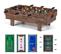 COSTWAY 4 en 1 Table de Baby-Foot avec Billard & Hockey & Tennis, Table Multijeux Empilable avec Marqueur Manuel & Accessoires Riches, Jouet d'Arcade pour Fête & Bar pour Enfant & Adulte (Brun Foncé)