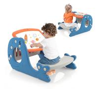 COSTWAY 4 en 1 Table Enfants en Forme Baleine avec Banc & Plateau Double Face, Chevalet Enfants avec Espace de Stockage, Angle Réglable 30°，Charge 25kg pour Enfants de 1 an+