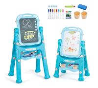 COSTWAY 4 en 1 Tableau Enfant Double Face avec Hauteur Réglable (Vert)