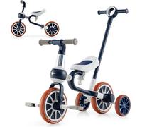 COSTWAY 4 en 1 Tricycle & Vélo de course & Vélo d'équilibre & Voiture à pousser avec poignée de poussée réglable et pédales amovibles,pour enfants de 2 à 4 ans Bleu