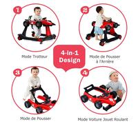 COSTWAY 4 en 1 Trotteur Trotteur pliable avec hauteur réglable Rouge