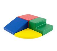 COSTWAY 4 Pièces Blocs de Construction en Mousse avec Surface en PU, Modules de Motricité avec Toboggans de Différentes Formes et Couleurs, Jeu Educatif Idéal pour Grimper Glisser Ramper