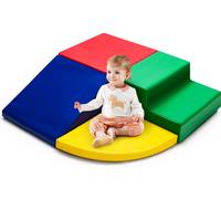 COSTWAY 4 PIECES. Cubes en mousse cubes géants pour se défouler & grimper cubes souples préscolaires bébés & écoliers rouge+coloré