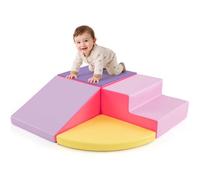 COSTWAY 4 Pièces Module en Mousse pour Tout-Petits Antidérapant Modules de Motricité Jeu Educatif Idéal pour Grimper Glisser Ramper (Jaune+Rose)