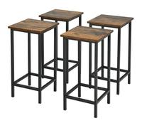 COSTWAY 4 Tabourets de Bar de Style Industriel 30 x 30 x 65 CM (L x l x H) pour Cuisine,Café,Bistro,Térrasse- Marron Rustique
