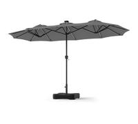 COSTWAY 4 x 2 M Parasol de Jardin Extérieur Double Face (Gris) | 108 Lampes LED, Pied Lesté Inclus, 12 Baleines Robustes, Manivelle Pratique, 3 Aérations, pour Piscine, Cour, Terrasse