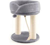 COSTWAY 4in1 Arbre à chat Petit 50,5cm, Arbre à chat avec siège doux, base, boule de poils & corde en sisal, Arbre à chat en bois, Arbre à grimper, Meubles pour chats, Gris