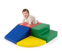 COSTWAY 4PCS Parcours Motricité Bébé en Mousse EPE avec Housse en PU, Module Motricité Bébé avec Toboggan & Différentes Formes, Jouets Éducatifs Colorée pour Ramper pour Enfants d'Âge Préscolaire