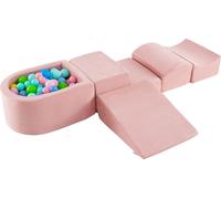 COSTWAY 5 PIÈCES. Blocs de construction en mousse, blocs géants avec piscine à balles, grands blocs pour se défouler et grimper, blocs à grimper Softbausteine Kinder Rosa