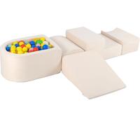 COSTWAY 5 PIÈCES. Blocs de construction en mousse, blocs géants avec piscine à balles, grands blocs pour se défouler et grimper, blocs à grimper Softbausteine Kinder Beige