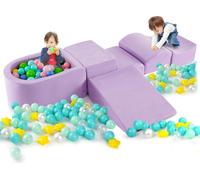 COSTWAY 5 PIÈCES. Blocs de construction en mousse, blocs géants avec piscine à balles, grands blocs pour se défouler et grimper, blocs à grimper Softbausteine pour enfants Lila