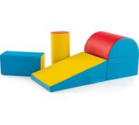 COSTWAY 5 PIÈCES. Cubes en mousse, cubes géants pour se défouler et grimper, cubes en mousse souple, cubes géants multicolores, cubes pour bébés et jeunes enfants (bleu + rouge)