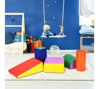 COSTWAY 5 PIÈCES. Cubes en mousse, cubes géants pour se défouler et grimper, cubes souples en mousse, grands cubes multicolores, cubes pour bébés et jeunes enfants