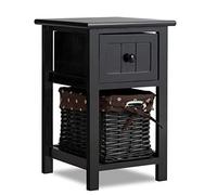 COSTWAY 53787HW-BKFR-Table Table de Chevet, Bois, Noir, 28 x 31 x 45 cm (L x B x H)