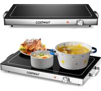 COSTWAY 56 x 36cm Plaque chauffante électrique Chauffe-plats avec fonction de plaque chauffante de 50℃ à 120℃, régulateur de température, chauffe-buffet Acier inoxydable Chauffe-plats