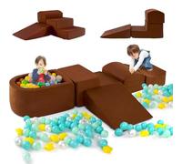 COSTWAY 5PCS Parcours Motricité Bébé en Mousse avec Piscine à Balles, Module Motricité Bébé avec Housse Lavable & Amovible, Jouets Éducatifs pour Ramper pour Enfants d'Âge Préscolaire, sans Balles