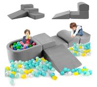 COSTWAY 5PCS Parcours Motricité Bébé en Mousse avec Piscine à Balles, Module Motricité Bébé avec Housse Lavable & Amovible, Jouets Éducatifs pour Ramper pour Enfants d'Âge Préscolaire, sans Balles