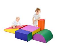 COSTWAY 5PCS Parcours Motricité Bébé en Mousse EPE avec Housse en PU, Module Motricité Bébé avec Fermeture Clair, Jouets Éducatifs Colorée pour Ramper Grimper pour Enfants d'Âge Préscolaire…