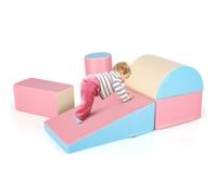 COSTWAY 5PCS Parcours Motricité Bébé en Mousse EPE avec Housse en PU, Module Motricité Bébé avec Fermeture Clair, Jouets Éducatifs Colorée pour Ramper Grimper pour Enfants d'Âge Préscolaire…