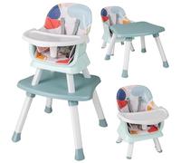 COSTWAY 6 en 1 Chaise Haute Bébé Evolutive avec Plateau Amovible, Chaise d'Alimentation Convertible avec Harnais à 5 Points, Table de Blocs de Construction, Charge 25kg, 6-36 Mois (Multicolore)