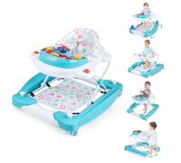 COSTWAY 6 en 1 Trotteur Bébé Évolutif avec Lumière & Musique, Trotteur Marche Bébé Garçon Pliable avec 3 Hauteur Réglable, Coussinet de Pied Amovible, Charge 12 kg pour 6 Mois+ (Vert)