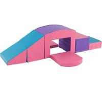 COSTWAY 6 PIÈCES. Briques en mousse, briques souples avec tunnel, escalier & rampe, briques géantes pour grimper & se défouler, grandes briques Lila+Rosa