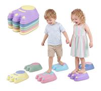 COSTWAY 6 Pierres d'équilibre Empilables Enfant en Forme Monstres dès 3 Ans | Base TPE & Surface Texturée, Motif Détachable, Parcours de Motricité, Jouet Sensoriel Intérieur & Extérieur, Charge 75kg