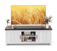 Costway60" Meuble TV avce 4 Compartiments 2 portes 2 Trous de Gestion des Câbles pour Salon Chambre 145 x 39,5 x 49,5 cm Brun