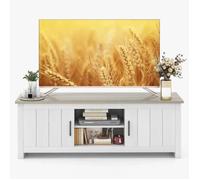 Costway60" Meuble TV avce 4 Compartiments 2 portes 2 Trous de Gestion des Câbles pour Salon 145 x 39,5 x 49,5 cm Gris