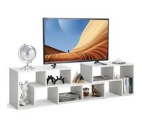 COSTWAY 65"" Meuble TV en 3 Pcs Modulaire, Étagère Bibliothèque Modulable pour Salon, Chambre, Meuble TV Bois, 135x30x43cm, Blanc